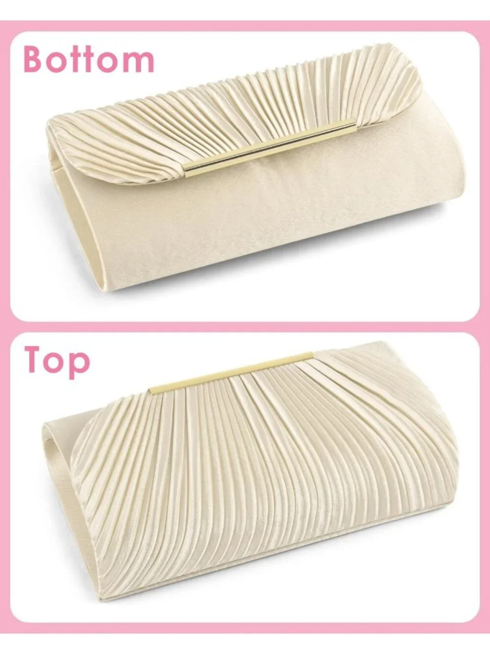 Women's Apricot Clutch Purse Evening Envelope Wedding Crossbody Shoulder Bag